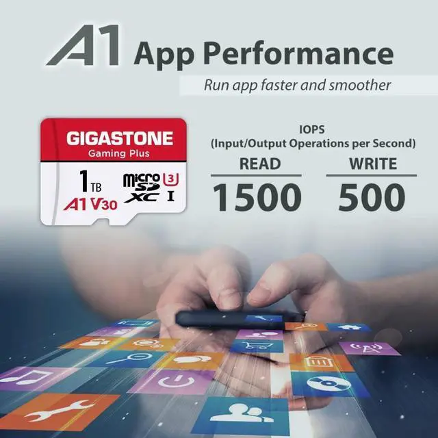 Alt view image 5 of 12 - [Gigastone] 1TB Micro SD Card, Gaming Plus, up to 150MB/s, MicroSDXC Memory Card for Nintendo-Switch, Steam Deck, 4K Video Recording, UHS-I A1 U3 V30 C10, with Adapter