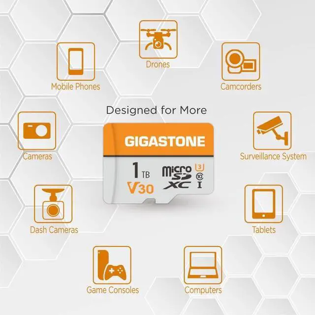 Alt view image 3 of 5 - Gigastone 1TB Micro SD Card, 4K Video Pro, GoPro, Surveillance, Security Camera, Action Camera, Drone, 140MB/s MicoSDXC Memory Card UHS-I V30 Class 10