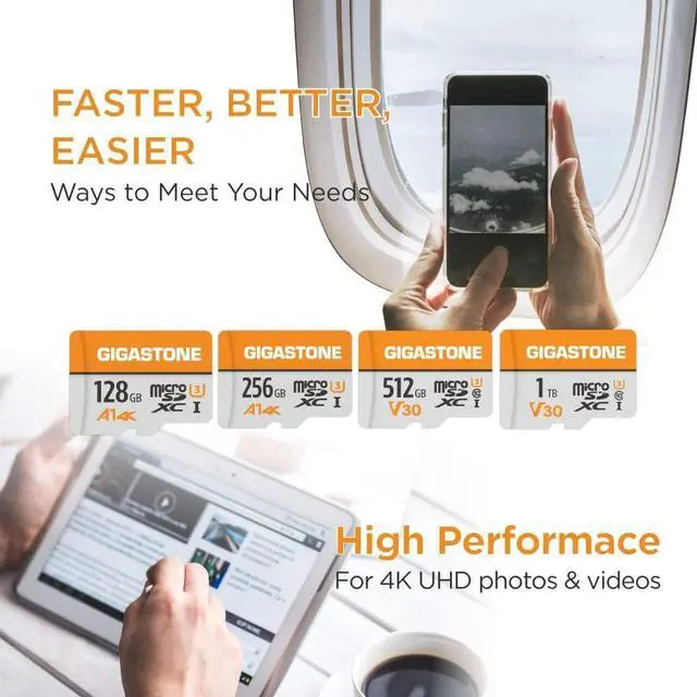 Alt view image 4 of 5 - Gigastone 1TB Micro SD Card, 4K Video Pro, GoPro, Surveillance, Security Camera, Action Camera, Drone, 140MB/s MicoSDXC Memory Card UHS-I V30 Class 10