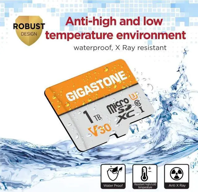 Alt view image 5 of 5 - Gigastone 1TB Micro SD Card, 4K Video Pro, GoPro, Surveillance, Security Camera, Action Camera, Drone, 140MB/s MicoSDXC Memory Card UHS-I V30 Class 10