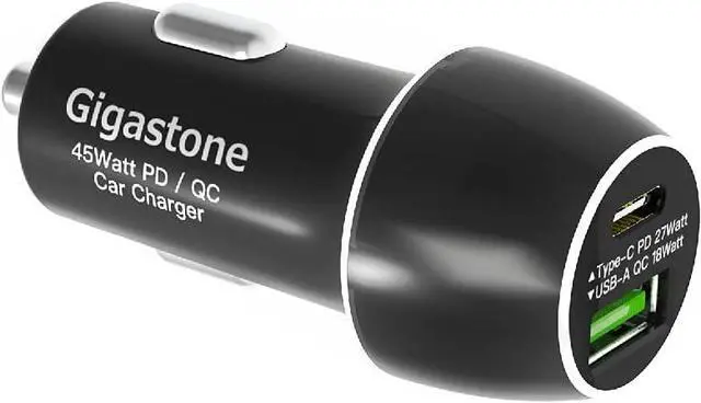 Main image of Gigastone USB C Car Charger 45W/6A Fast Car Charger Adapter, PD3.0 & QC3.0, Dual Port, Super Mini, Compatible with iPhone 15, 14,13,12,11,X,SE,8, Galaxy S23,S22,S21, Note,Pixel, LG,Motorola