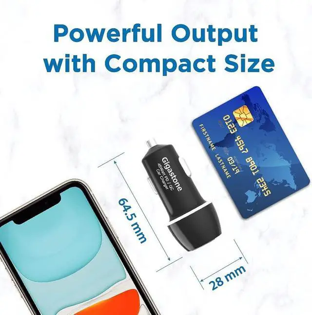 Alt view image 6 of 7 - Gigastone USB C Car Charger 45W/6A Fast Car Charger Adapter, PD3.0 & QC3.0, Dual Port, Super Mini, Compatible with iPhone 15, 14,13,12,11,X,SE,8, Galaxy S23,S22,S21, Note,Pixel, LG,Motorola
