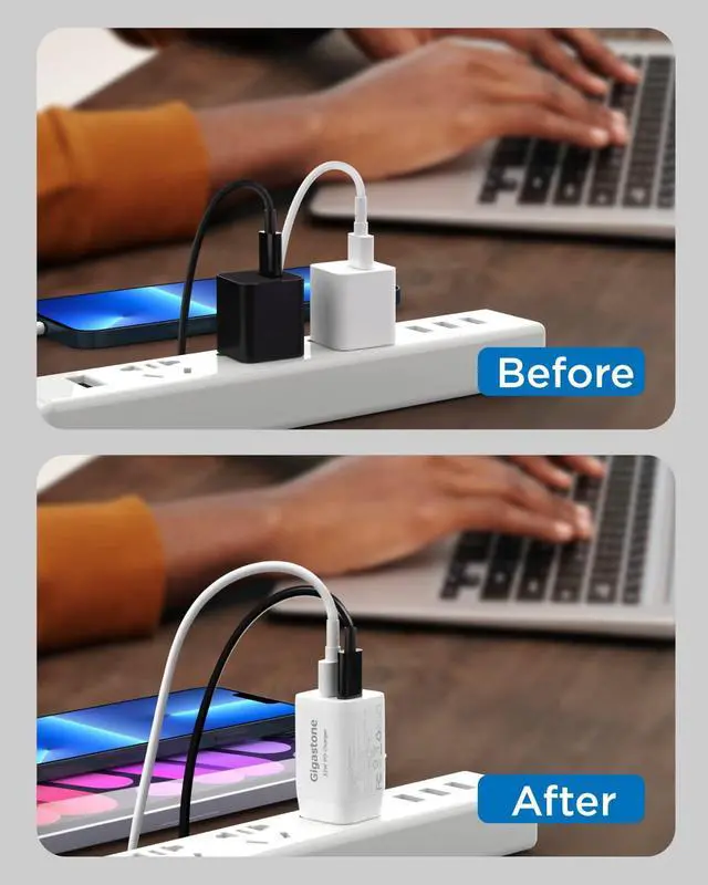 Alt view image 6 of 7 - Gigastone 30W USB C Charger Power Go Dual Ports PPS 33W  Power Adapter - 1 Pack