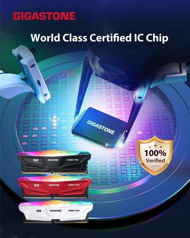 Alt view image 6 of 7 - Gigastone DDR4 RAM Red RGB Game PRO Desktop RAM 16GB (2x8GB) DDR4 16GB DDR4-3200MHz PC4-25600 CL16 1.35V 288 Pin Unbuffered Non ECC UDIMM for PC Gaming Desktop Memory Module (Desktop ONLY)