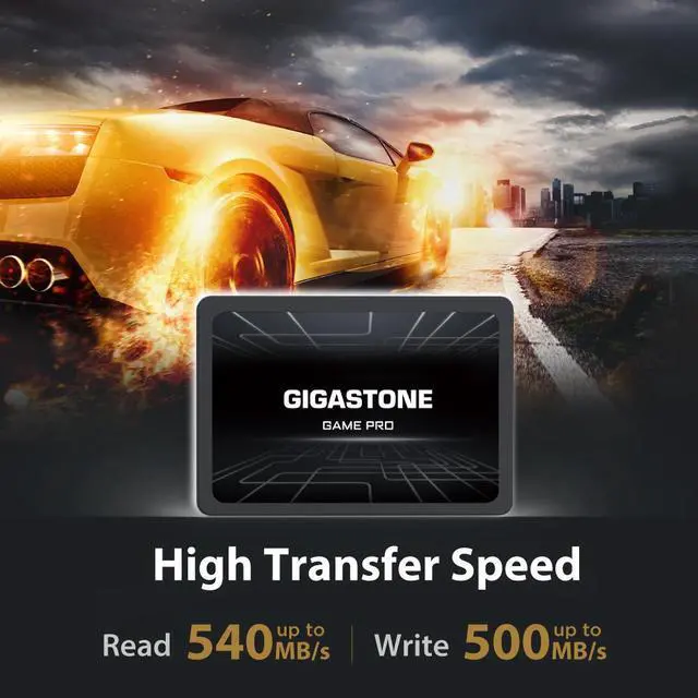Alt view image 2 of 6 - Gigastone Game Pro 512GB SSD SATA III 6Gb/s. 3D NAND 2.5" Internal Solid State Drive, Read up to 540MB/s. Compatible with PS4, PC, Desktop and Laptop, 2.5 inch 7mm (0.28)