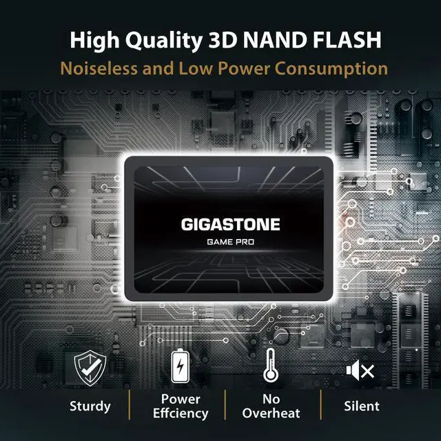 Alt view image 4 of 6 - Gigastone Game Pro 512GB SSD SATA III 6Gb/s. 3D NAND 2.5" Internal Solid State Drive, Read up to 540MB/s. Compatible with PS4, PC, Desktop and Laptop, 2.5 inch 7mm (0.28)