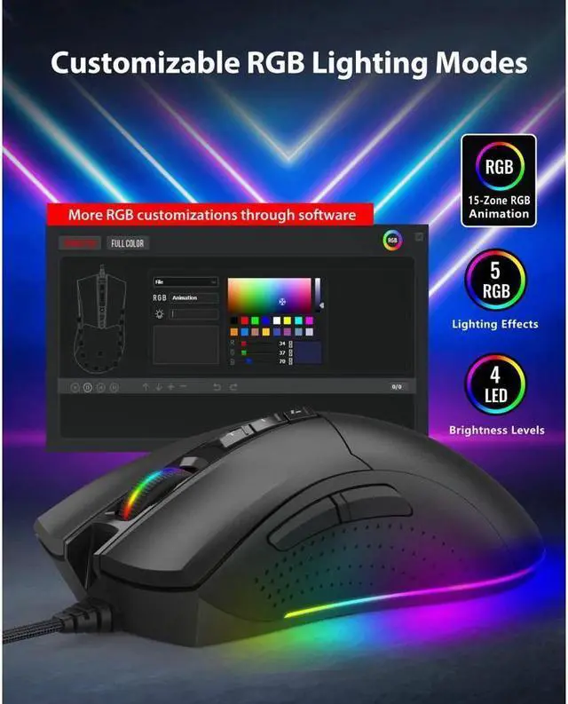 Alt view image 6 of 6 - Gigastone Wired Gaming Keyboard and Mouse Combo, 104 Keys Brown Switch PC Gaming Keyboard and 16000 DPI Gaming Mouse with Customizable RGB Backlight for PC and Laptop