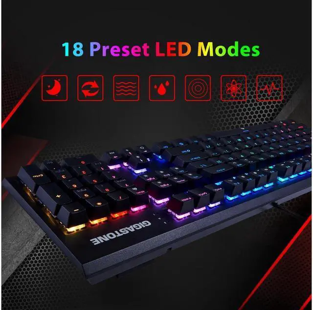 Alt view image 2 of 6 - Gigastone Wired Gaming Keyboard and Mouse Combo, 104 Keys Brown Switch PC Gaming Keyboard and 3200 DPI Gaming Mouse with Customizable RGB Backlight for PC and Laptop
