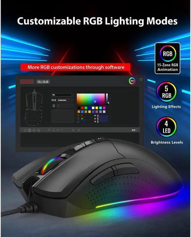Alt view image 6 of 6 - Gigastone Wired Gaming Keyboard and Mouse Combo, 104 Keys Brown Switch PC Gaming Keyboard and 3200 DPI Gaming Mouse with Customizable RGB Backlight for PC and Laptop