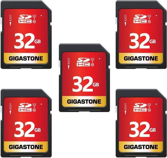 Main image of GIGASTONE 32GB 5-Pack SD Card UHS-I U1 Class 10 SDHC Memory Card High-Speed Full HD Video Canon Nikon Sony Pentax Kodak Olympus Panasonic Digital Camera, with 5 Mini Cases