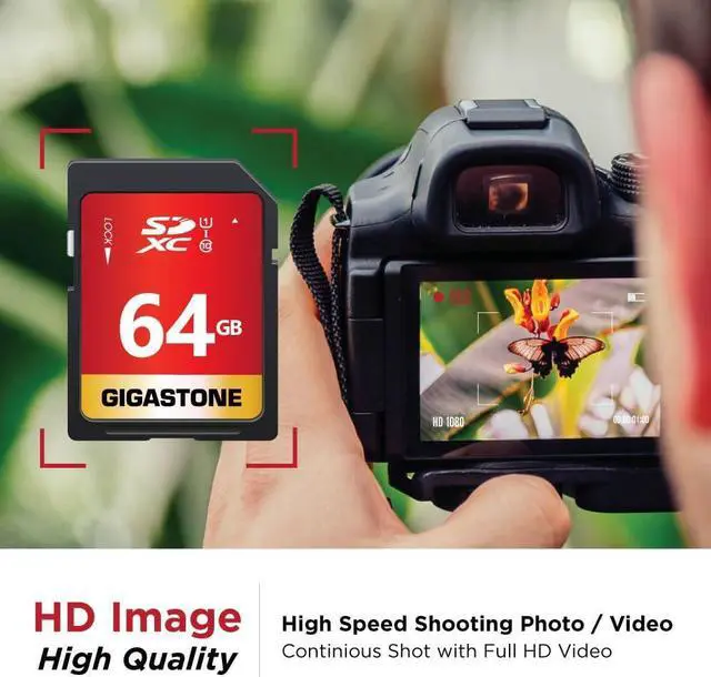 Alt view image 3 of 7 - GIGASTONE 64GB 5-Pack SD Card UHS-I U1 Class 10 SDXC Memory Card High-Speed Full HD Video Canon Nikon Sony Pentax Kodak Olympus Panasonic Digital Camera, with 5 mini cases