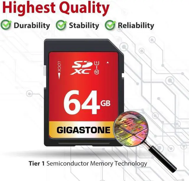 Alt view image 6 of 7 - GIGASTONE 64GB 5-Pack SD Card UHS-I U1 Class 10 SDXC Memory Card High-Speed Full HD Video Canon Nikon Sony Pentax Kodak Olympus Panasonic Digital Camera, with 5 mini cases