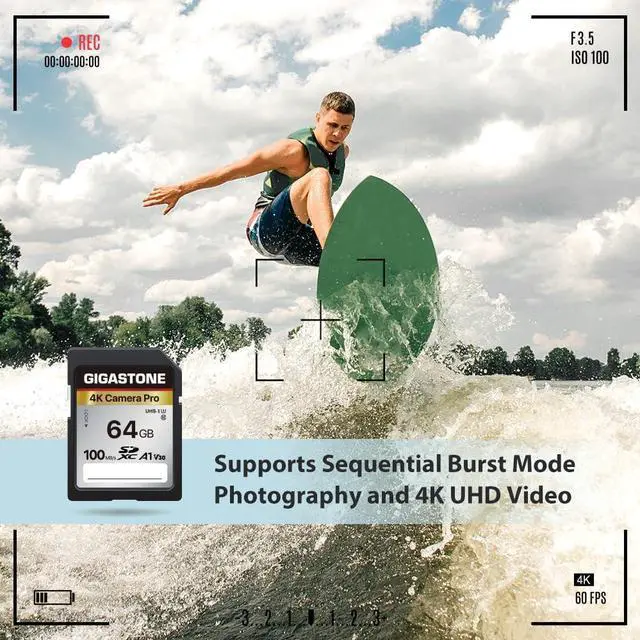 Alt view image 6 of 6 - GIGASTONE 64GB 2-Pack SD Card V30 SDXC Memory Card High Speed 4K Ultra HD UHD Video Compatible with Canon Nikon Sony Pentax Kodak Olympus Panasonic Digital Camera, with 2 Mini cases