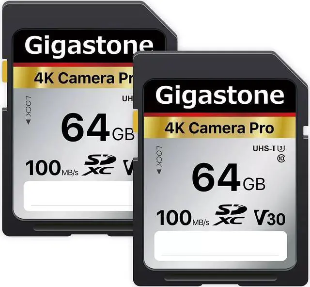 Main image of GIGASTONE 64GB 2-Pack SD Card V30 SDXC Memory Card High Speed 4K Ultra HD UHD Video Compatible with Canon Nikon Sony Pentax Kodak Olympus Panasonic Digital Camera, with 2 Mini cases