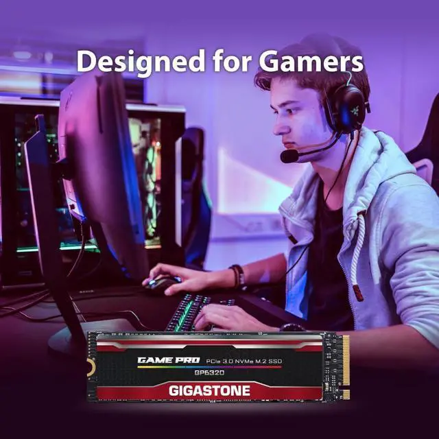 Alt view image 3 of 6 - GIGASTONE M.2 SSD 500GB PCIe 3.0 NVMe SSD Internal Gaming Solid State Hard Drives Upgrade PC Laptop Storage High Speed Response for Gamers Graphic Design Creators IT Pros PCIe Gen3x4 up to 2,100MB/s