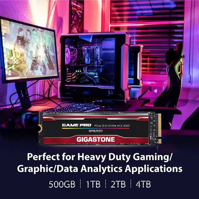 Alt view image 6 of 6 - GIGASTONE M.2 SSD 500GB PCIe 3.0 NVMe SSD Internal Gaming Solid State Hard Drives Upgrade PC Laptop Storage High Speed Response for Gamers Graphic Design Creators IT Pros PCIe Gen3x4 up to 2,100MB/s