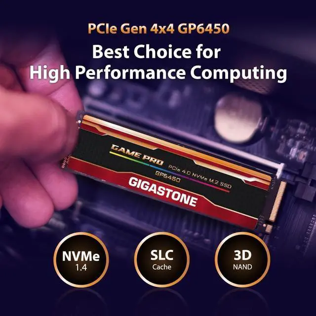 Alt view image 4 of 6 - GIGASTONE M.2 SSD 500GB PCIe 4.0 NVMe SSD Internal Gaming Solid State Hard Drive Upgrade PC Laptop PS5 Storage Turbo Speed Response for Gamers 3D Rendering 4K 8K Video Editing Creators up to 5,000MB/s