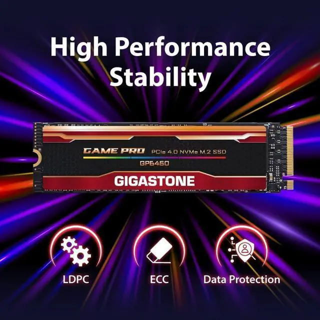 Alt view image 5 of 6 - GIGASTONE M.2 SSD 500GB PCIe 4.0 NVMe SSD Internal Gaming Solid State Hard Drive Upgrade PC Laptop PS5 Storage Turbo Speed Response for Gamers 3D Rendering 4K 8K Video Editing Creators up to 5,000MB/s