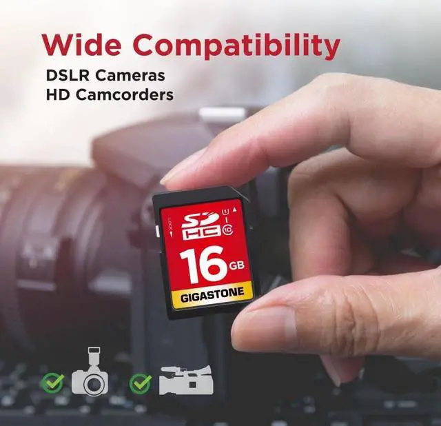 Alt view image 4 of 6 - GIGASTONE 16GB SD Card UHS-I U1 Class 10 SDHC Memory Card High-Speed Full HD Video Canon Nikon Sony Pentax Kodak Olympus Panasonic Digital Camera