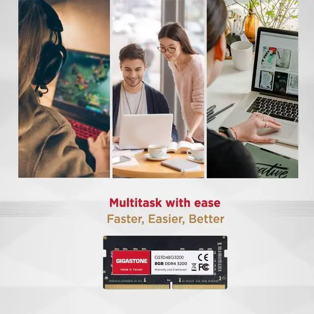 Alt view image 7 of 7 - DDR4 RAM GIGASTONE 16GB Kit (2x8GB) DDR4 3200MHz (2933MHz or 2666MHz) PC4-25600 (PC4-23400/21300) CL22 1.2V SODIMM 260 Pin Unbuffered Non ECC High Performance Notebook Laptop Memory Upgrade