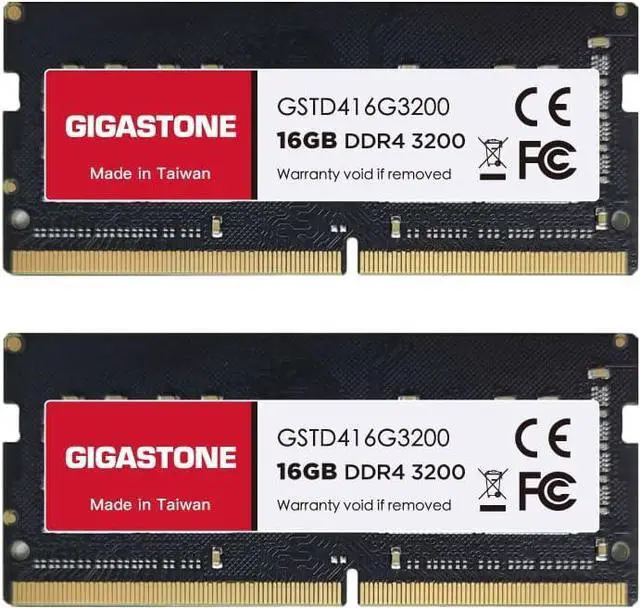 Main image of DDR4 RAM GIGASTONE 32GB Kit (2x16GB) DDR4 3200MHz (2933MHz or 2666MHz) PC4-25600 (PC4-23400, 21300) CL22 1.2V SODIMM 260 Pin Unbuffered Non ECC High Performance Notebook Laptop Memory Upgrade