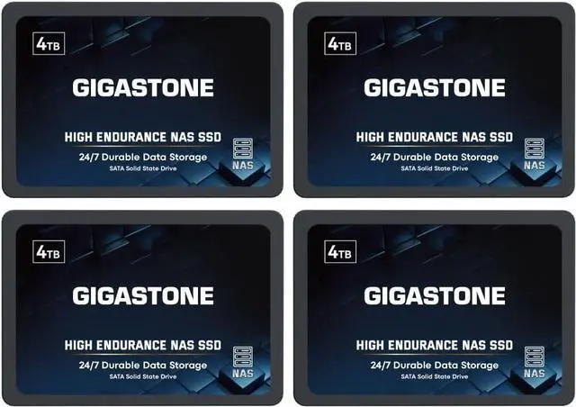 Main image of Gigastone 4TB NAS SSD Drive (4-Pack) 24/7 Durable High Endurance RAID Data Storage Network Attached Storage 2.5" SATA Internal Solid State Hard Drives