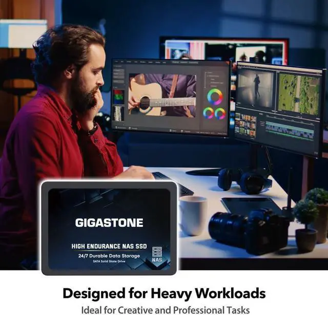 Alt view image 5 of 7 - Gigastone 4TB NAS SSD Drive (4-Pack) 24/7 Durable High Endurance RAID Data Storage Network Attached Storage 2.5" SATA Internal Solid State Hard Drives