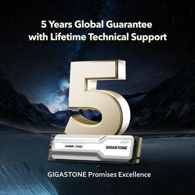 Alt view image 7 of 7 - GIGASTONE Game Turbo PCIe Gen4x4 SSD 1TB, Speed Up to 7,300MB/s, Heat Sink, with SLC Caching Gaming/PC/Desktop/Laptop 5-Year Warranty M.2 NVMe PCIe 4.0 2280 Internal Solid State Drive-White
