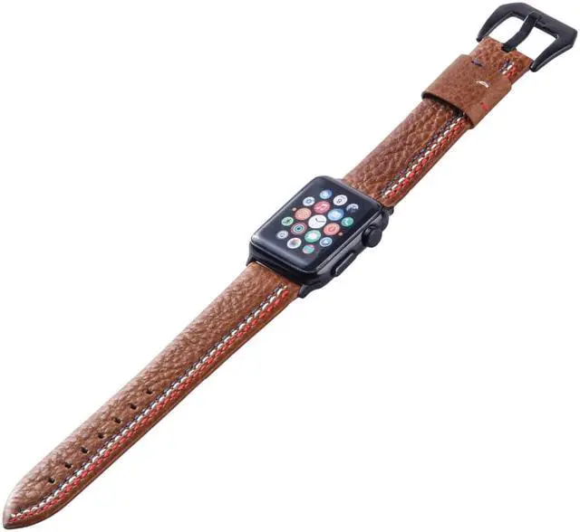 Alt view image 4 of 7 - GOOSUU Men's and women's sport casual three color lines leather is replaced 38/42mm bracelet for the apple watch including adapters