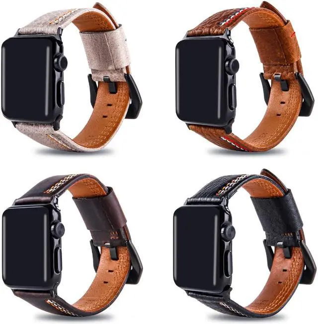 Alt view image 7 of 7 - GOOSUU Men's and women's sport casual three color lines leather is replaced 38/42mm bracelet for the apple watch including adapters