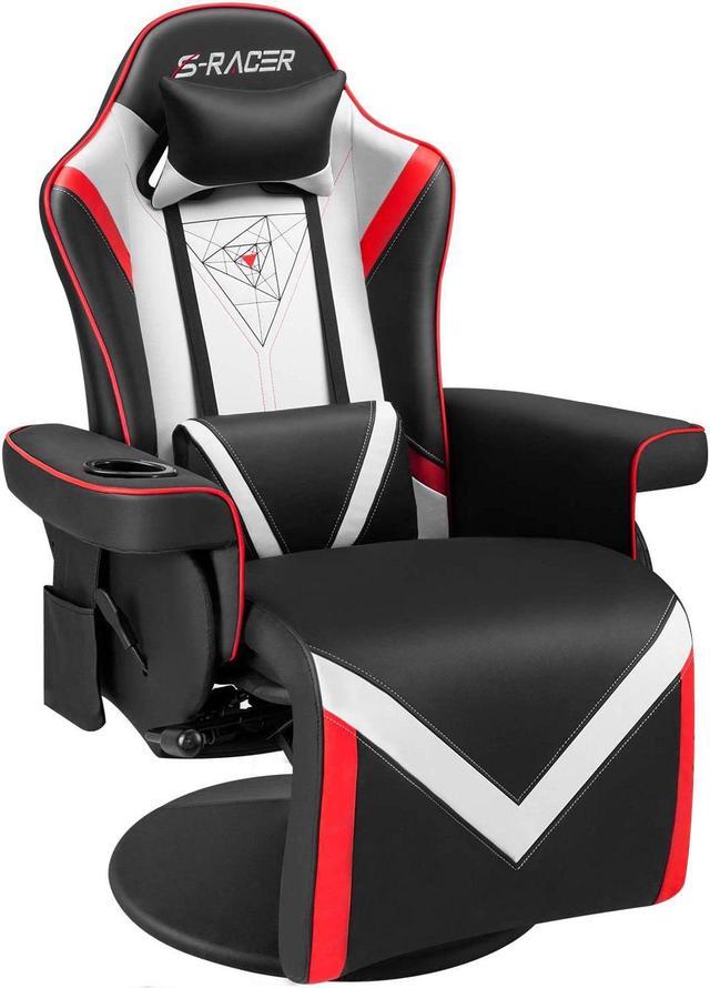 Racing Style Reclining Gaming Chair, Computer Recliner Chair with Lumbar  Support, Footrest and Cup Holder, Black/