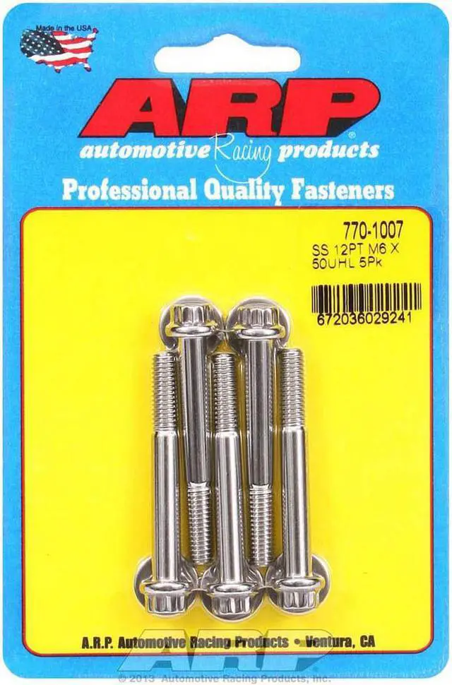 Main image of ARP Universal Bolt 6 mm x 1.00 Thread 50 mm Long Stainless 5 pc P/N 770-1007