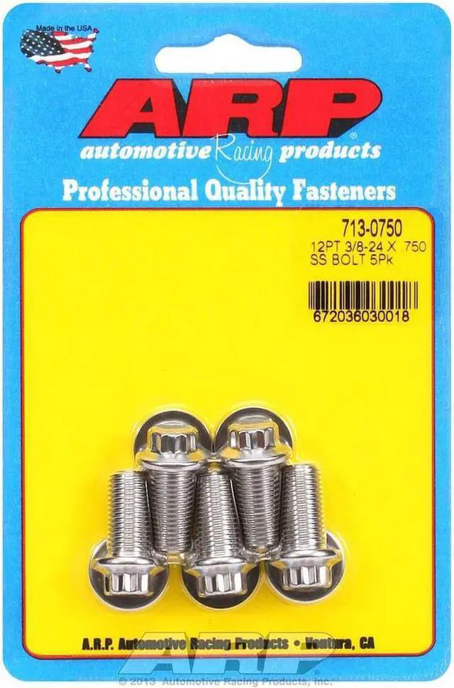 Main image of ARP Universal Bolt 3/8-24 in Thread 0.750 in Long Stainless 5 pc P/N 713-0750