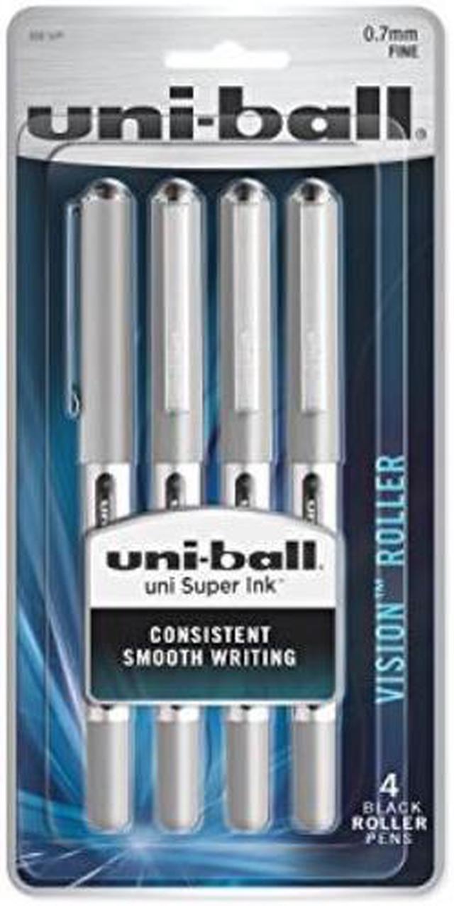 Uniball Vision Rollerball Pens, Fine Point (0.7mm), Black Ink, 4 Count 