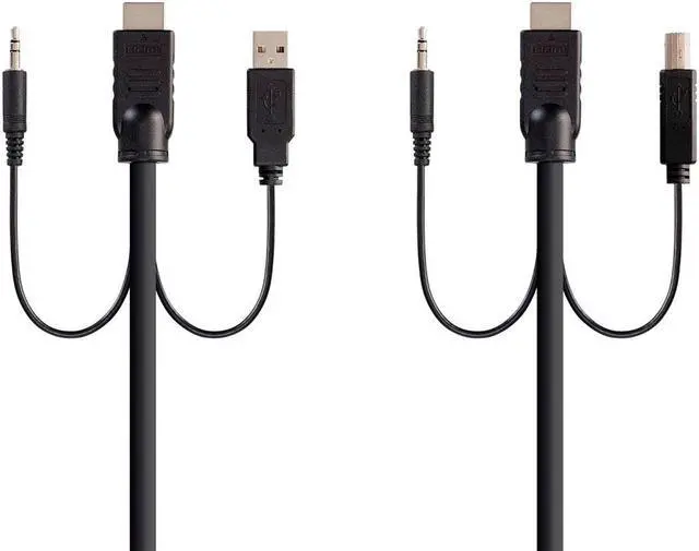 Alt view image 2 of 13 - Monoprice HDMI USB 3.5mm Audio Combo Cable - 10 Feet, 4K@60Hz, HDR, for KVM Switches - Switch Series