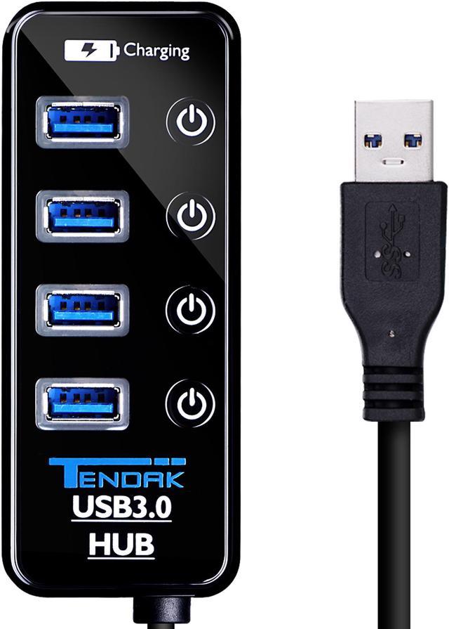 Tendak Smart Charger SuperSpeed USB Hub with 4 USB 3.0 Data Ports + 1 Smart  Charging Port (5V/Max.2.4A) with Blue LED Switcher 