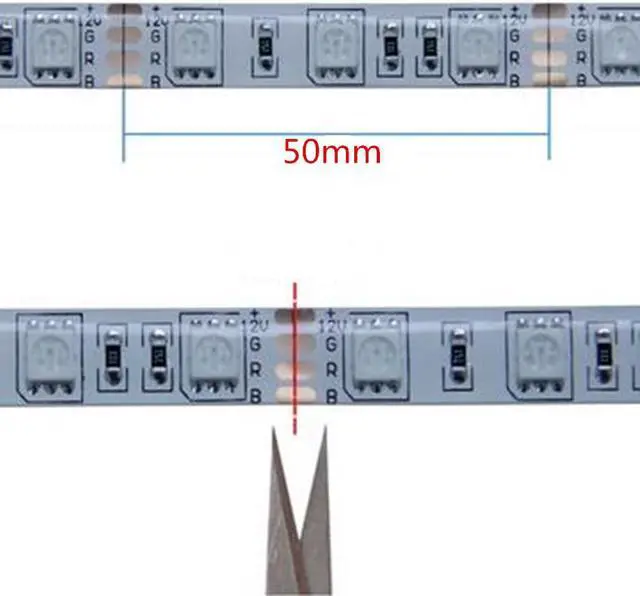 Alt view image 2 of 4 - Flexible 12V Light LED Strip IP-44 Ul Listed Power Supply SMD 5050 RGB with 24 Key IR Controller Bedroom Sitting Room 5M US Plug