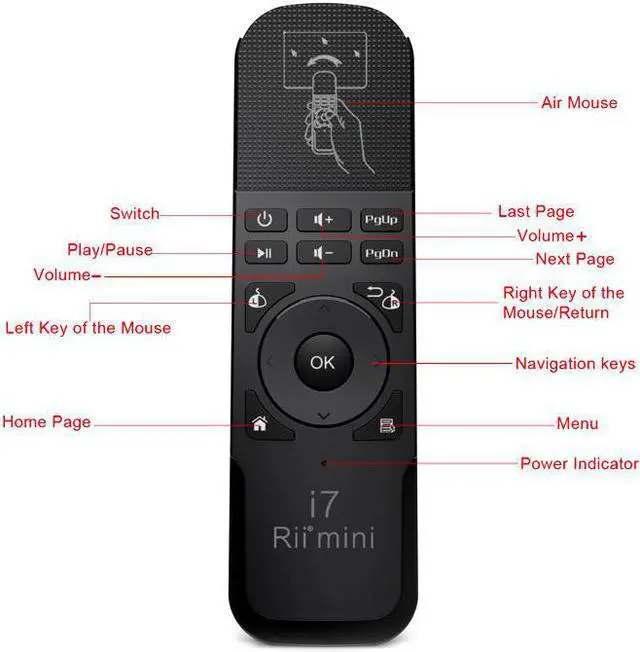 Alt view image 2 of 6 - Rii i7 Mini Air Mouse 2.4GHz Wireless Remote Control Built-in 6 Axis for PC Smart tv Android Box PS3 Motion Sensing Gamer