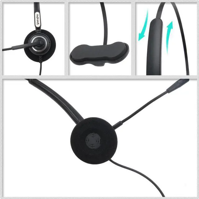 Alt view image 2 of 6 - VoiceJoy office headset with RJ9 plug phone headset for AVAYA Phones 1603 1608 1616 2402 2401 2420 4601 9610 9620 9630 9640 9650