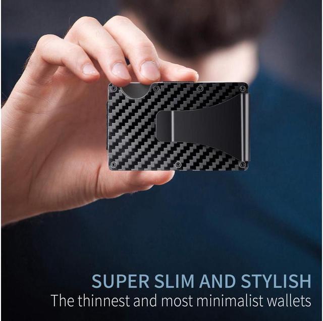 Alt view image 4 of 7 - Carbon Fiber Walle -Metal Money Clip Wallet- RFID Blocking - Slim Metal Wallet ,Mens Wallet