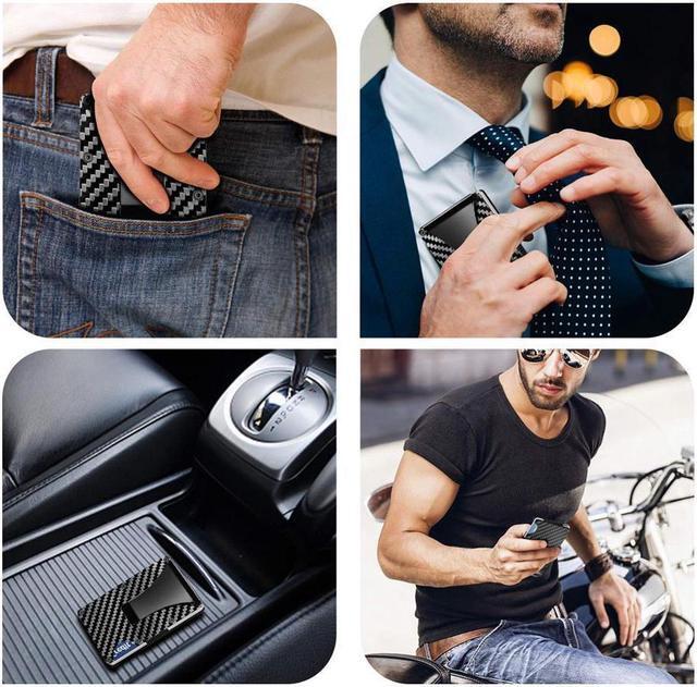 Alt view image 5 of 7 - Carbon Fiber Walle -Metal Money Clip Wallet- RFID Blocking - Slim Metal Wallet ,Mens Wallet
