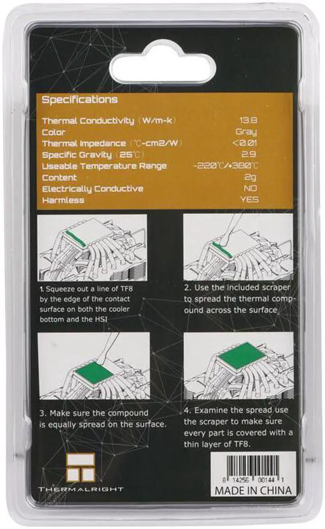 Alt view image 3 of 3 - TF8 13.8 W / m.k high-end thermal grease non-conductivity and high heat transfer for CPU GPU cooler 2g