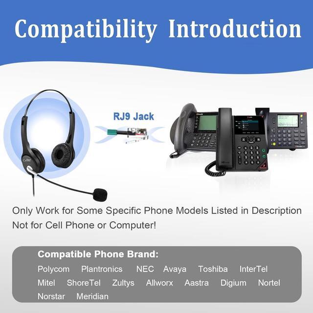 Alt view image 2 of 7 - Wantek Hands Telephone Headset Dual with Noise Cancelling Mic, Volume Mute Control Call Center Phone Headsets RJ9 RJ11 Jack