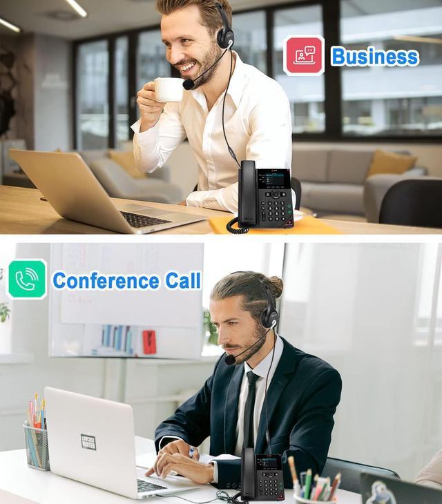 Alt view image 5 of 7 - Wantek Hands Telephone Headset Dual with Noise Cancelling Mic, Volume Mute Control Call Center Phone Headsets RJ9 RJ11 Jack
