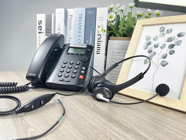 Alt view image 7 of 7 - Wantek Hands Telephone Headset Dual with Noise Cancelling Mic, Volume Mute Control Call Center Phone Headsets RJ9 RJ11 Jack