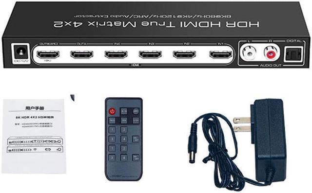Alt view image 6 of 7 - 8K @60Hz HDR UHD HDMI 2.1 Matrix, HDR 4K 120Hz HDMI True Matrix 4x2 48Gbps ARC 8K 60Hz Splitter Switcher Switch 4 in 2 out HDMI2.1 Audio extractor