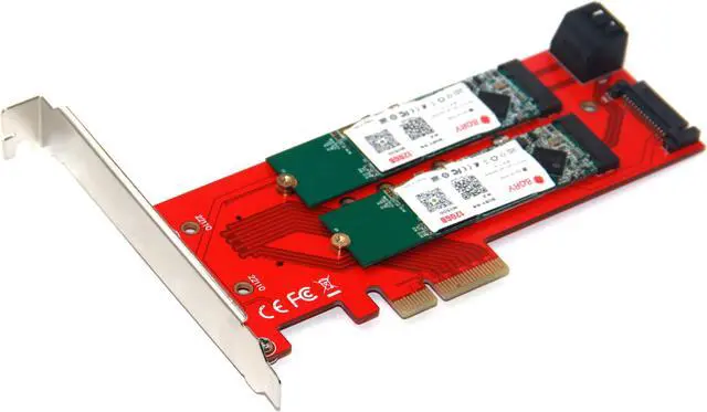 Alt view image 3 of 6 - 3 Interfaces M.2 NVMe SSD NGFF to PCIE X16 Riser Card M Key B KEY Interface Card Support PCI Express 3.0 4X M2 SATA