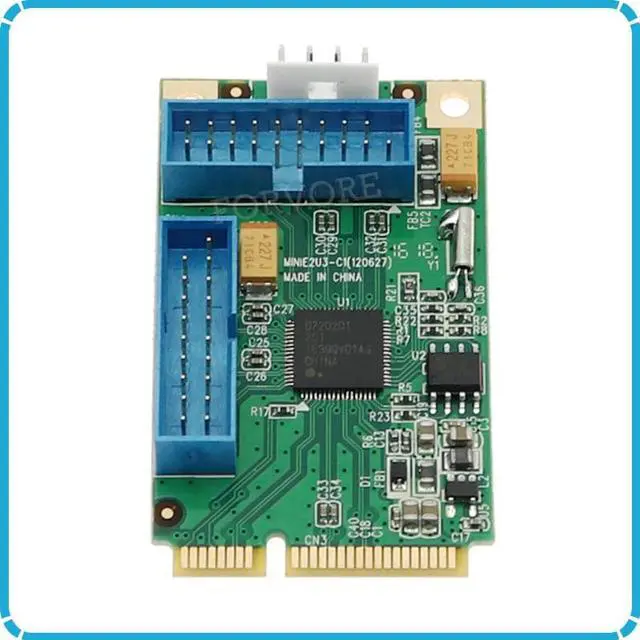 Alt view image 3 of 6 - Mini PCIe to 4 ports USB 3.0 adapter for mini itx mini PCI express to 2 porst 19 20 Pin USB 3.0 header with 2 19pin female cable