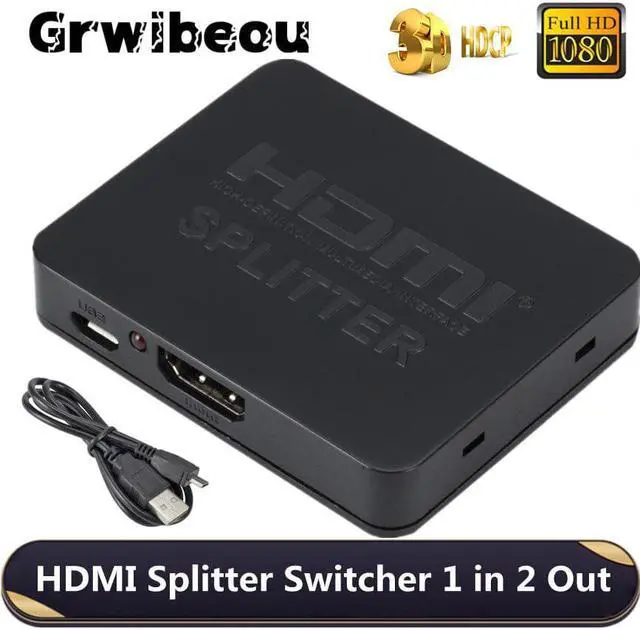 Main image of 4K HDMI 1X2 Splitter Switch Switcher Full HD 1080p Video HDMI Split 1 in 2 Out Amplifier Dual Display For HDTV DVD For PS3 Xbox