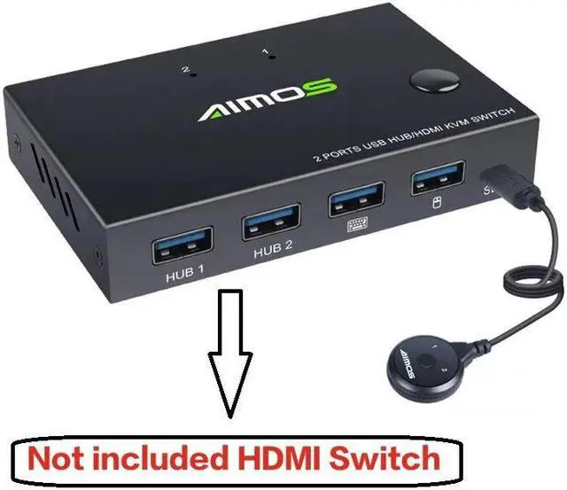 Alt view image 4 of 4 - Controller for HDMI-compatible Switch AIMOS HDMI-compatible KVM Switch Sharer 2 in 1 Out Dedicated Switch Extender
